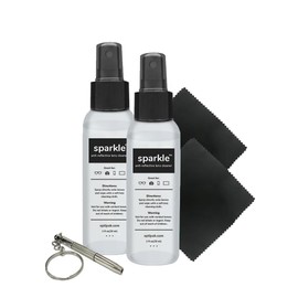 OPTIPAK Sparkle Anti-Reflective Lens Cleaner & Repair Kit – (2) 1oz Glasses Cleaner Spray, (2) Microfiber Cloths & Keychain Screwdriver for Eyeglasses, Sunglasses, Lenses & Screens (5-Piece Set)