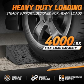 Auto Dynasty Rubber Curb Ramps, 6.3" Lift Height Curbside Driveway Ramp, 4410 LBS/2T Capacity Sidewalk Curb Ramp for Cars Trucks Bikes Motorcycles Wheelchairs