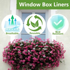 Lconvicely Window Box Liners - Breathable Felt Planter Liners for Outdoor Plants - Tear-Resistant & Bird-Proof - Moisture Retention & Reusable - Brown (24in-1 Pack)