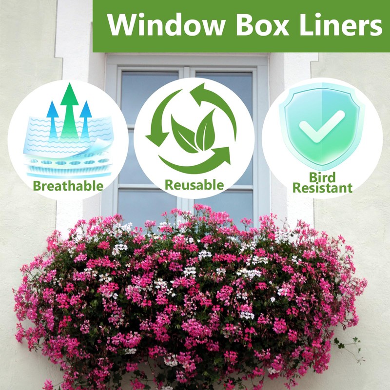 Lconvicely Window Box Liners - Breathable Felt Planter Liners for