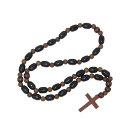 Jeannieparnell N552 Anglican Prayer Beads – Christian Worry Beads with Black Polyester & Natural Wood – Handcrafted Meditation Rosary with Wooden Cross for Devotion, Peace & Prayer