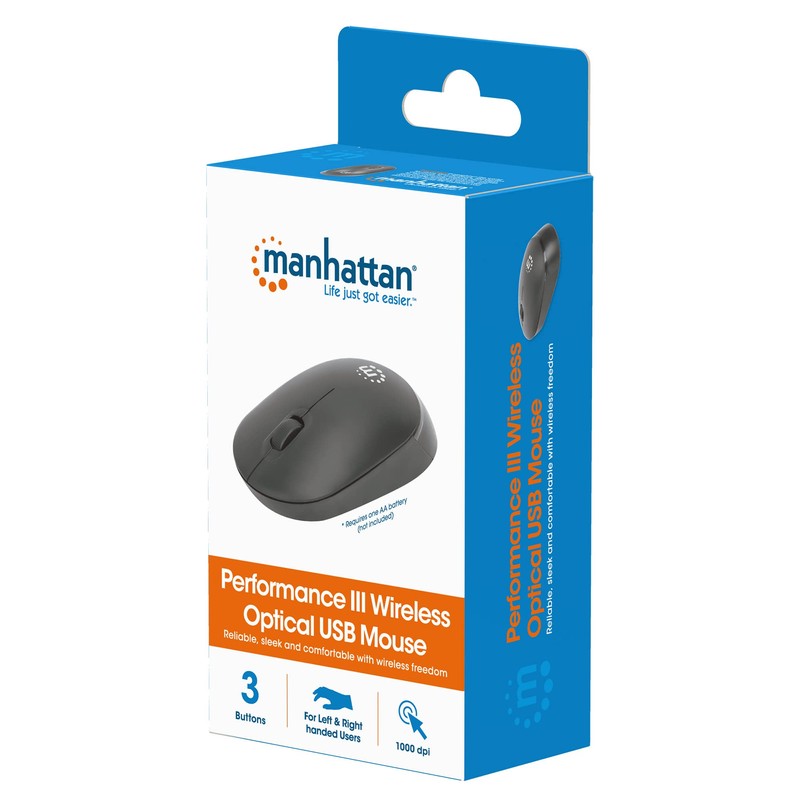 Manhattan 190145 Optische Maus USB Wireless Performance III Schwarz