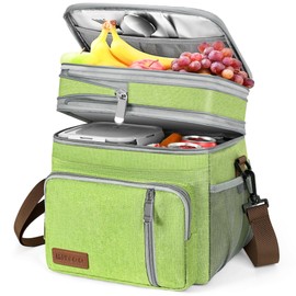 MIYCOO Lunch Bag & Lunch Box for Women Men Double Deck - Leakproof Insulated Soft Large Adult Lunch Cooler Bag for Work, Beach, Picnic, Camping, Travel (Green,15L)