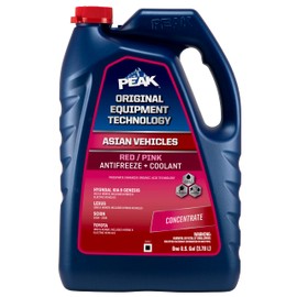 PEAK OET Extended Life Red/Pink Concentrate Antifreeze/Coolant for Asian Vehicles, 1 Gal.