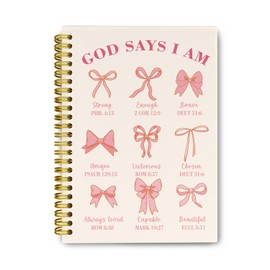 THDSE Bible Journal for Women, Christian Prayer Journal Pink Notebook Gifts for Teen Girls Kids, Bible Study Supplies, Coquette Preppy Bows Cute Church Faith Journaling Hardcover Spiral Notebook 5.5 X 8.3