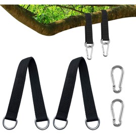 Swing Attachment, Hammock Attachment, 2 Pieces Swing Hanging Kit 2 x 38 cm Swing Suspension Attachment Nylon Hanging Strap with 2 Heavy Duty Carabiners and D-Rings for Swing Hammocks