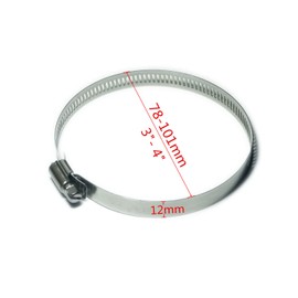 Stainless Steel Adjustable Hose Clamp, Hose Band, Pipe Clamp, Pack of 2 (Diameter Φ3.0 - 3.9 inches (78 - 101 mm)