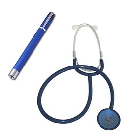 Flat head stethoscope blue with aluminium light blue