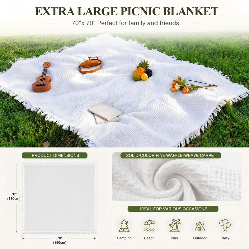70''x 70''Extra Large Picnic Outdoor Blanket,Foldable Blankets Picnic Mat for