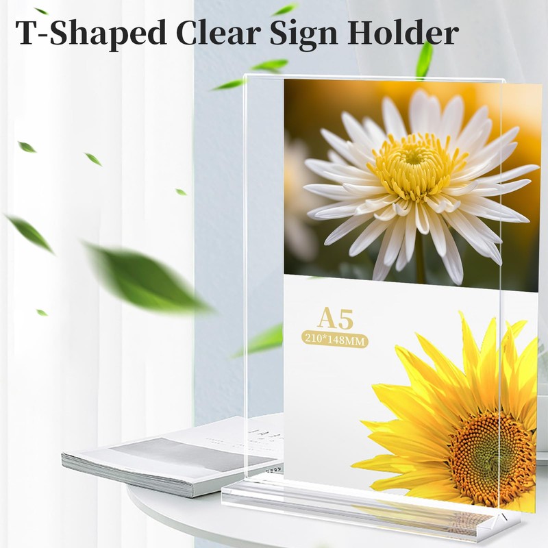 Acuxiaza A5 Acrylic Sign Holder with Base 6 Pack Menu