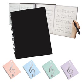 YOHAC Sheet Music File, 4 Sides (Supervised by a Professional Pianist), Writable, Pastel Color, A4, 10 Sheets/40 Pages (40 Pages, Black Plain)