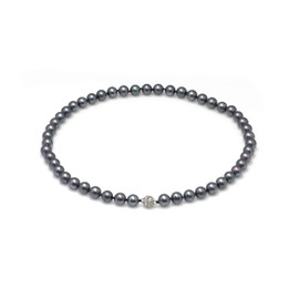 Schmuckwlly sea shell pearl necklace - sea shell pearl necklace chain black for woman with magnet clasp 20 inch dmk0014-50 (8mm)