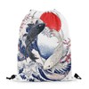 jejeloiu Koi Fish Drawstring Backpack 13"x15.7" Japanese Wave Sports Gym