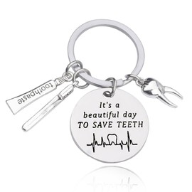 Dentist Keyring Dental Hygienist Gifts for Men Women Dentist Thank You Retirement Gifts for Dentists Dental Student Inspirational Gifts for Dental Assistant Orthodontist Christmas Birthday Gift