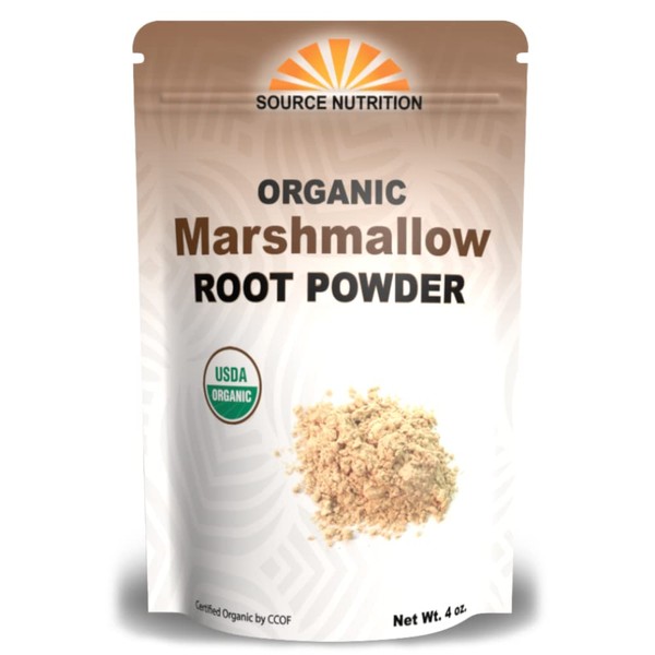 TradeKing Pure USDA Organic Marshmallow Root Powder, 4 oz, Pure Whole Powder, No Additives or Fillers, Supports Digestive Health - Althaea Officinalis