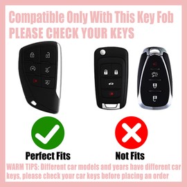 Rayslesan Key Fob Cover with Leather Holder Compatible with Airtag/RFID,Compatible with Chevy Tahoe Yukon GMC Yukon Denali GMC Yukon XL 1500,RFID Protector,Car Key Accessories(6-Button, Gold Red)