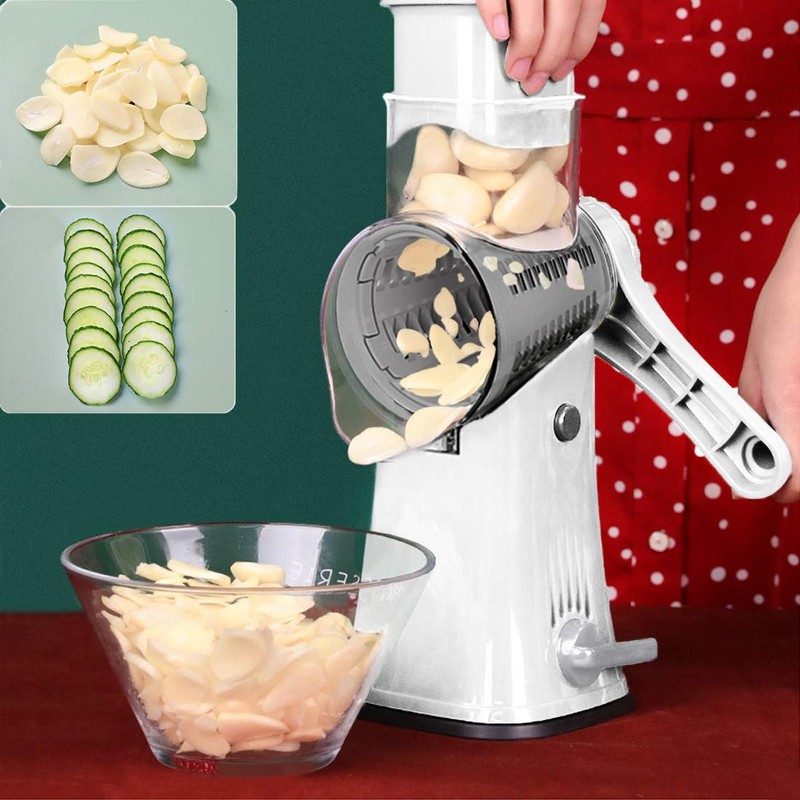 Rotary Cheese Grater Shredder 5-in-1 Tumbling Box Mandoline Vegetable Julienne