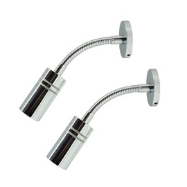 THALASSA 2 Pcs 12V Short Flexible Gooseneck Light RV Reading Light Wall Lamp Warm White, Boat Bedside Spot Light 1.4W, DC 10-30Volts Surface Mount on Marine Caravan Camper Van Yacht Interior