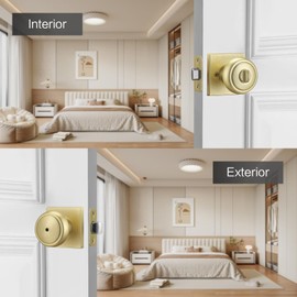 NCSEN Gold Door Knobs with Lock, Coastal Door Knobs Interior for Privacy