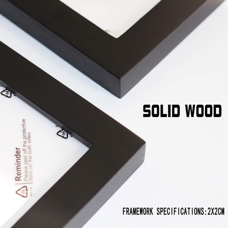 VITOIVE 18x18 Frame Black With Mat 14x14 Solid Wood Picture