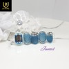 Blue Topaz Handmade Nail Tips - Long Round Square /