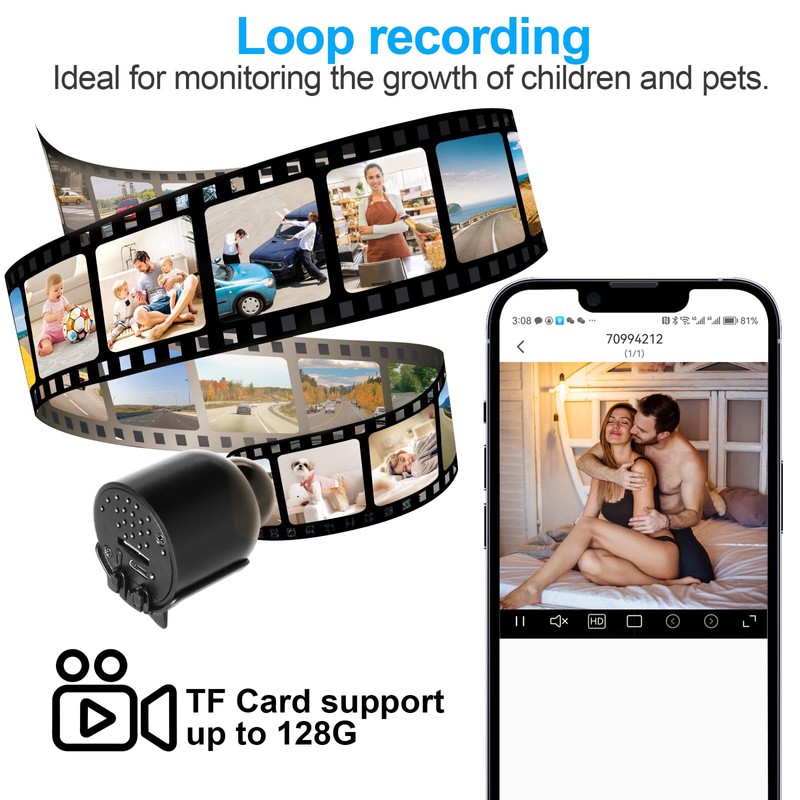 BEEDMXU Home Ultra Mini Camera, 1080P High Definition WiFi Baby