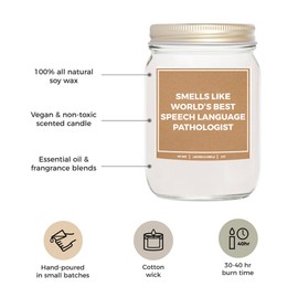 YouNique Designs SLP Gifts, Speech Pathologist Gifts, Speech Therapy Gifts for Therapist - 8oz Candle Gifts for Speech Therapists, Gifts for SLP - Speech Pathologist Candles (Mahogany Teakwood)