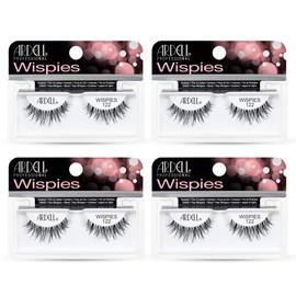 Ardell False Eyelashes Wispies, 122 - Black, Natural-Looking Lightweight Strip Lashes, Easy to Apply, Perfect for Everyday or Glam Looks, 4 Pack