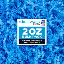 MagicWater Crinkle Cut Paper for Gift Baskets - 2 Oz - Light Blue - Perfect for Shredded Paper Filler, Basket Filler, Gift Boxes, Bridesmaid Gifts, Christmas Stuffers & More – Ideal for All Occasions