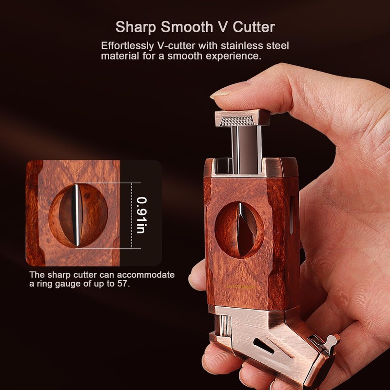 Torch Lighter with Windproof Jet Flame, Built-in V Cutter, Box