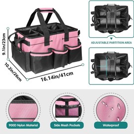 Multi-pocket Cleaning Caddy Bag, 1 Count Waterproof Home Cleaning & Car Maintenance Storage Bag, Storage Organizer with Handle & Adjustable Divider for Home,  House Organizers - Color: Black & White, Size: 45*26*23cm