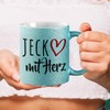huuraa Glitzertasse Jeck mit Herz Geschenk Tasse Blau 330ml Jeck