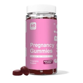 SynBio Pregnancy Gummies | Prenatal Multivitamin with Folic Acid, Vitamin D3, B12, Zinc & More | Gelatin Free, Vegetarian, Nut Free | 60 Mixed Berry Gummies for Daily Pregnancy Support