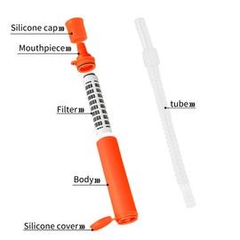 Outdoor Sport Water Filter Straw - Personal Water Filter Lightweight and Durable Portable Filtration System for Hiking, Camping, Survival and Emergency Preparedness(Orange)