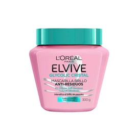LOreal Paris, Mascarilla Capilar Elvive Glycolic Cristal Con Glicina Anti Residuos  Ácido Glicólico, 300Ml