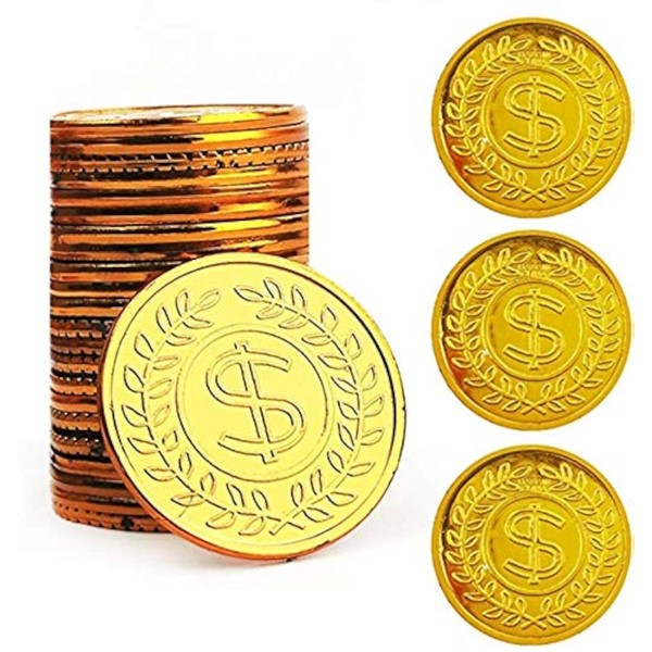 TCOTBE TCOTBE Pirate Gold Coins Plastic Set of 100,Play Gold