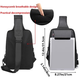 Hjkiopc Sling Bags for Men Small Shoulder Bag Messenger Bag with USB Charging Port Lightweight Crossbody Bag for Travel Work Satchel Bags (Black)