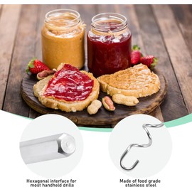 Zarique 1 Set Stainless Steel Peanut Butter Mixer, 11.8 Inch Drill Nut Butter Mixer,Nut Butter Blender for Fast, Even Mixing of Jams, Honey & More ﻿