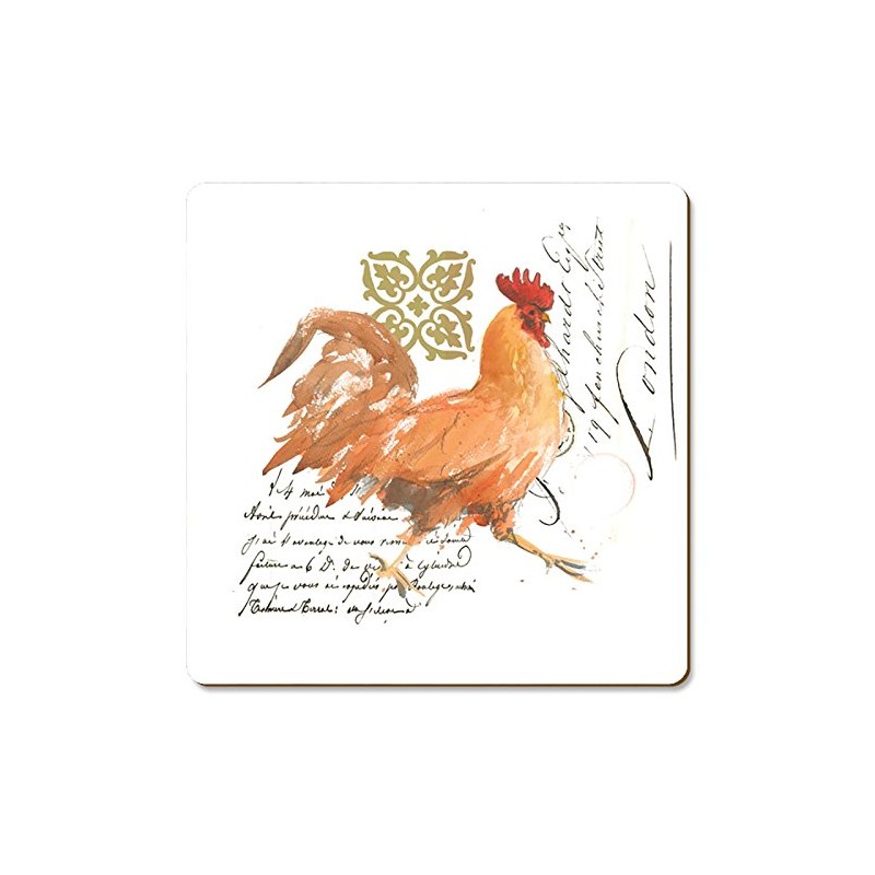 Cala Home Set of 4 Coasters - Rooster in Watercolour