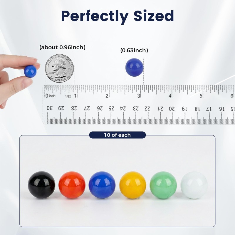 POPLAY 60PCS Glass Marbles Set, for Marble Board Game Chinese