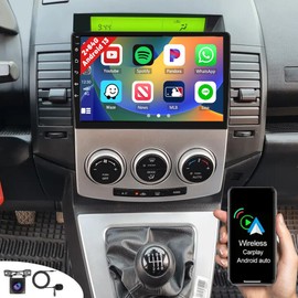 Upgrade Android Radio for Mazda 5 2005-2012- 2+64G Car Stereo with Wireless Carplay Android Auto - 9 inch IPS Touch Screen Bluetooth Radio for Mazda 5 WiFi GPS Navi EQ SWC FM RDS