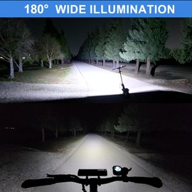 Bike Lights, 8 LED 3000 Lumen Bicycle Light with 4 Modes, 10000mAh USB Rechargeable Bike Light, Bike Headlight with Digital Power Display, Wide Beam Bike Lights for Night Riding