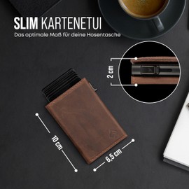 CARD Nine! Magnetic Card Case - Premium Slim Wallet - Wallet with RFID Protection - Wallet for Men and Women - Wallet with Magnetic Closure, brown, with coin pocket, Modern