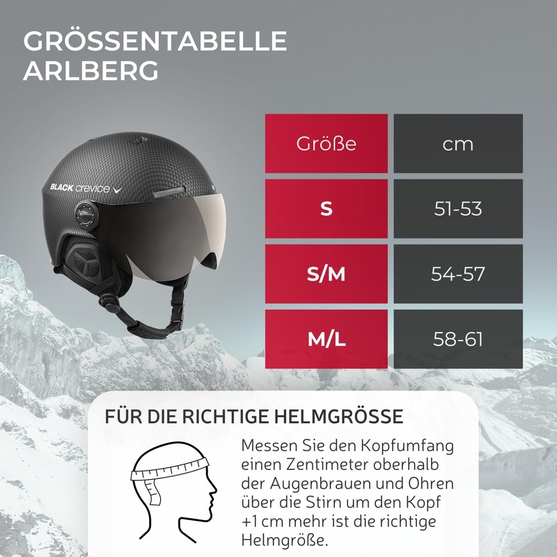 Black Crevice Unisex - Adult Ski Helmet Arlberg with 2