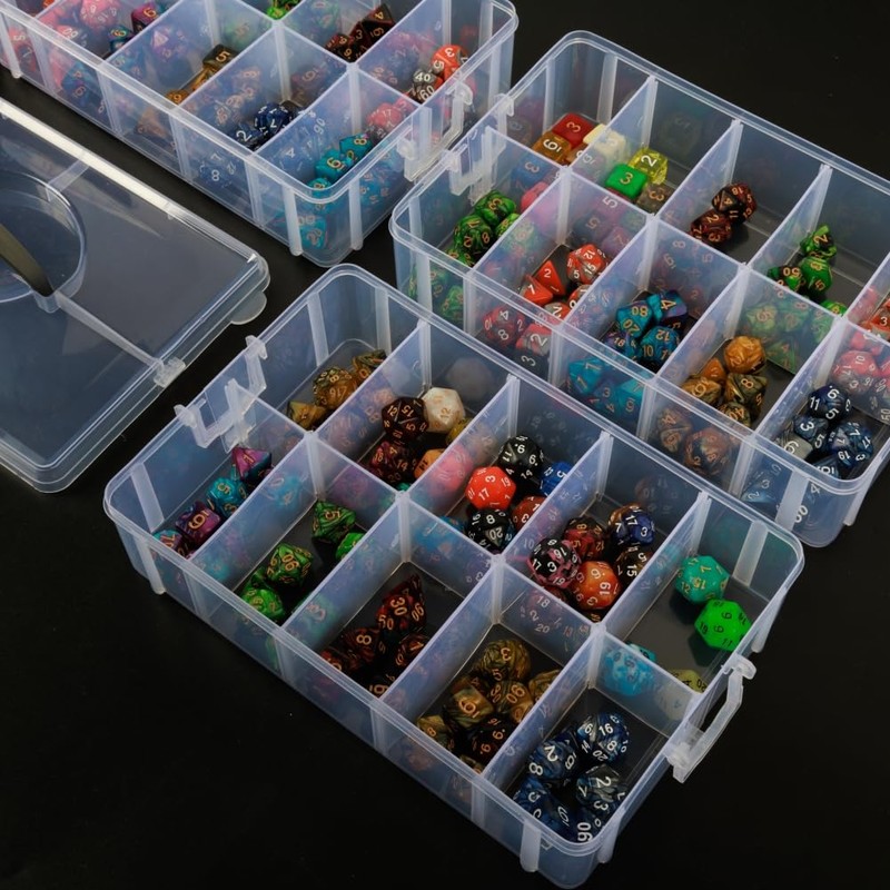 PUGED DND Dice Storage Box with Removable Dividers Polyhedral Dice