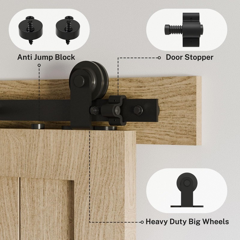 BONIKLUBA 72" Sliding Barn Door Hardware Kit,Heavy Duty Top Mount