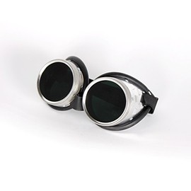 GSF Welding Goggles Screw Ring with Leather Beads, DIN Filter Level 5, Screw Ring Glasses Silver/Green Glass