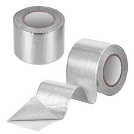 2 Rolls Aluminum Foil Heat Shield Tape Cool Tapes, Self-Adhesive Heat Reflective Heat Resistant High-Temperature Tape, Heat Reflective Adhesive Heat Shield Thermal Barrier Foil Tape, 2 Inch x 32.8 ft