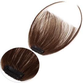 Clip in Fringe Human Hair [Light Bangs] (#4 Medium Brown)