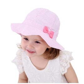 Baby Sun Hat Girls Peaked Cap Children's Hats Flapper UV Protection Caps Foldable Bucket Hat Soft Cotton Beach Hats Hat Wide Brim Fisherman, pink vertical striped bow